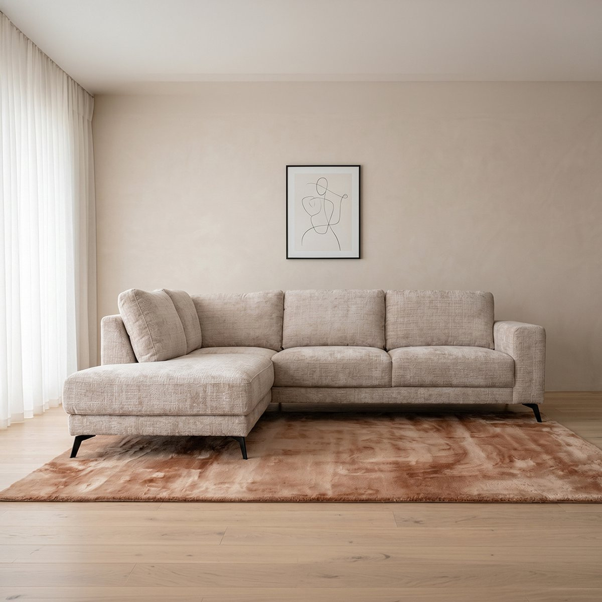 LABEL51 Luxor Hoekbank Marbella Naturel - Hoekbank Links
