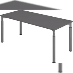 bümö höhenverstellbarer Schreibtisch 180x80 cm in graphit, Gestell graphit - PC Tisch höhenverstellbar & groß, höhenverstellbarer Tisch Büro, großer