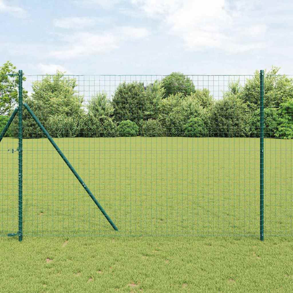 Metro Fence Posts 12 Pcs Powder-Coated Steel Green 210cm H x 3.2cm W x 3.2cm D