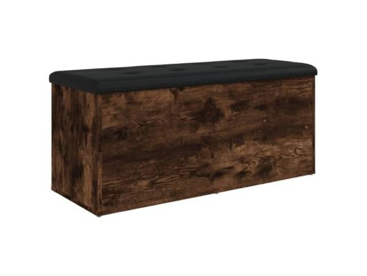 GHVBNMF Sitzbank mit Stauraum Räuchereiche 102x42x45 cm Gepolsterte Truhenbank fürs Schlafzimmer bietet Platz für Decken und Kissen mit Klappdeckel.