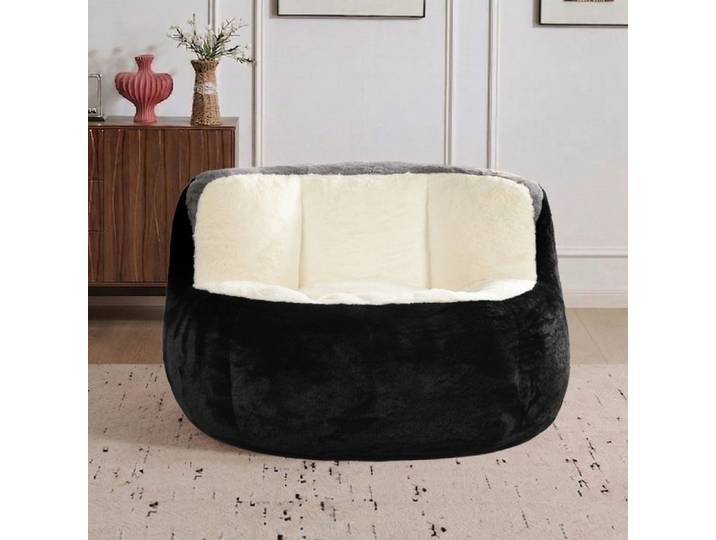 Grand canapé pouf une place canapé de détente 106 × 110 × 77 cm noir + blanc + gris