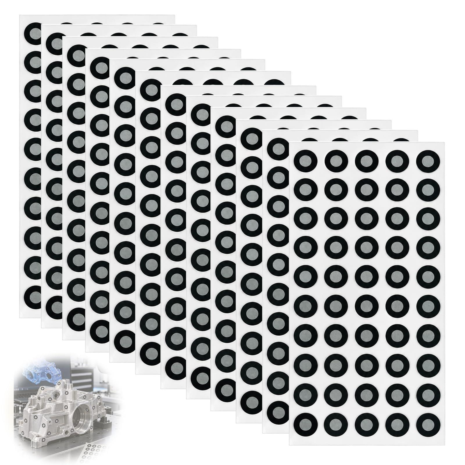 Selius 600 stuks 3D-scanmarkers, 3 mm ID 6 mm OD, zelfklevend voor nauwkeurige uitlijning