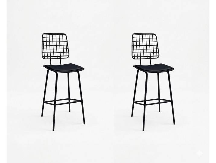 JVmoebel Barhocker Stühle-Set 2x Barhocker Lang Praktisch Stilvoll Bequem Schwarz, Made in Europa