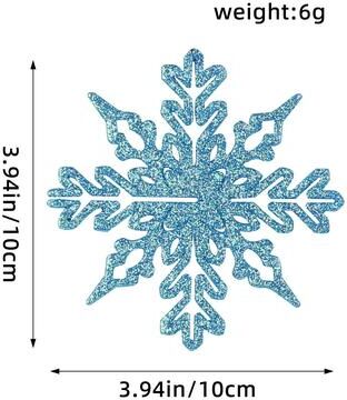 Modern Mode Marketplace Christmas Venue Decoration, Pink Glitter Plastic Snowflake, Winter Party Supplies, Ornaments For Home, Tree Pendant blue Type A 12pcs
