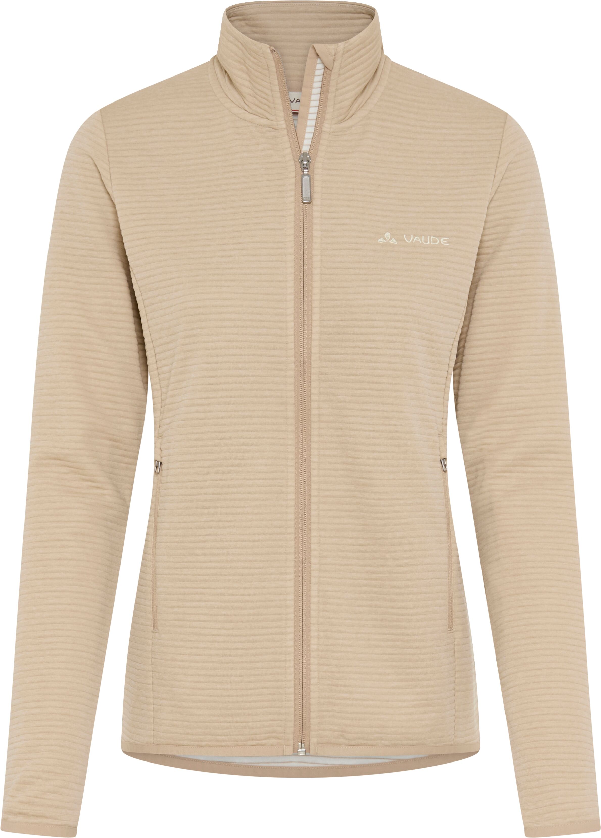 Fleecejacke VAUDE "SE WO SAFIEN FLEECE JACKE", Damen, Gr. 40, beige (linen), Obermaterial: 100% Polyester, Jacken Fleecejacke, sportlicher Stil, vielseitig einsetzbar, Übergangsjacke linen 40