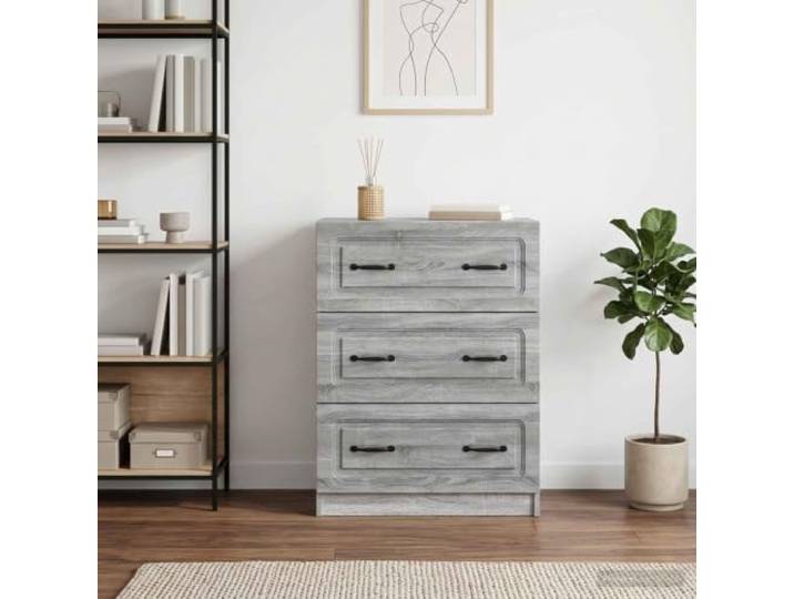 Schubladenschrank Graues Sonoma 66x34,5x87 cm Holzwerkstoff Kommode Stangengriffe, vielseitig nutzbar, pflegeleicht, stabil, Wohnzimmer oder Arbeitszimmer