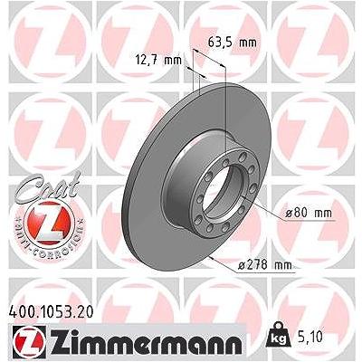 Zimmermann Bremsscheibe [Hersteller-Nr. 400.1053.20] für Mercedes-Benz