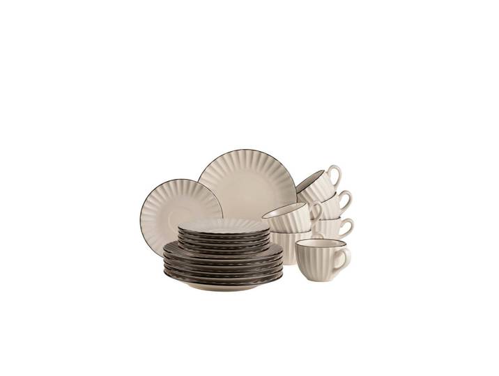 Mäser Kaffeeservice, Hellbraun, Keramik, 18-teilig, 200 ml,200 ml, Geschirr, Geschirr-Sets, Kaffeeservice