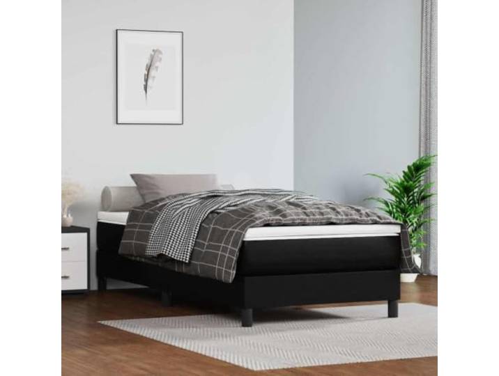 Taschenfederkernmatratze Mittel Schwarz 100x200x20 cm Kunstleder Schmutzabweisend,feuchtes Tuch,stützender Schaumstoff,mittelfeste Unterstützung,Rücken- und Bauchschläfer