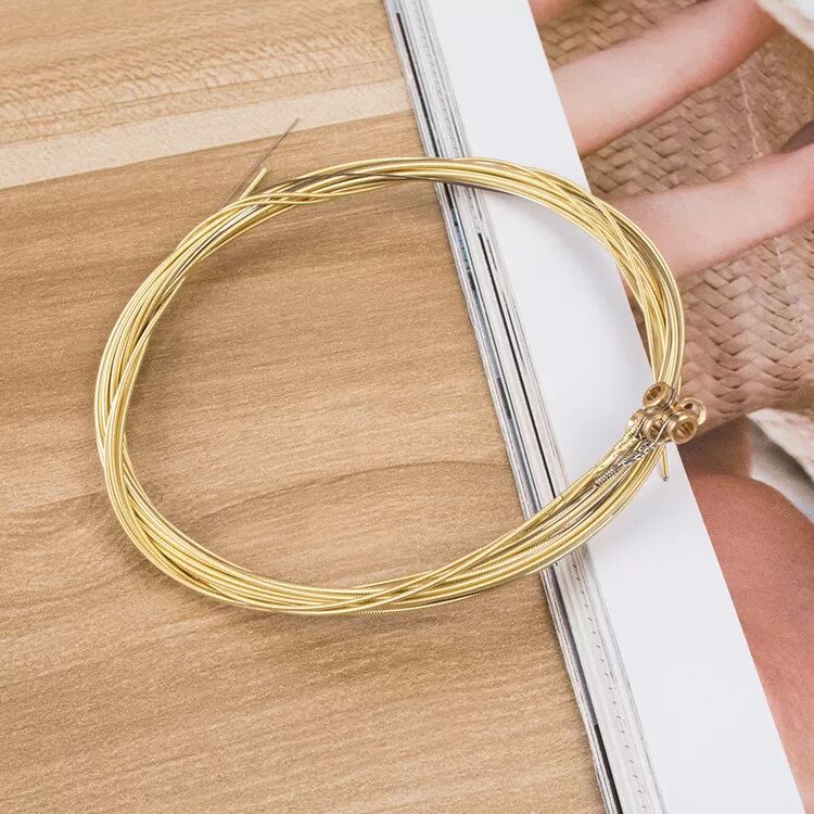 INF Cordes de guitare avec enrouleur de cordes Jaune