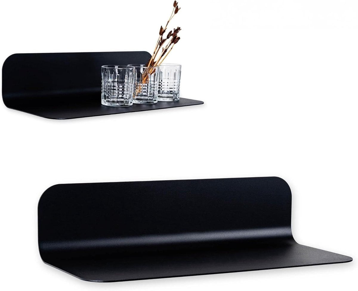 Zwarte metalen zwevende wandplank voor decoratie, 50 cm