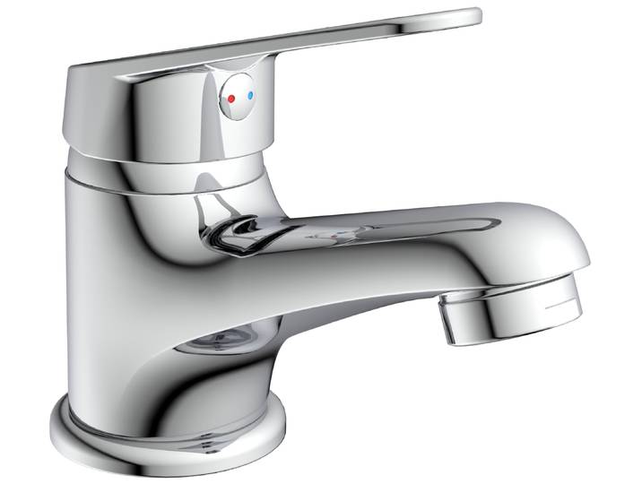 Waschtischarmatur WELLTIME BARI , chrom, H:10cm T:16cm, Armaturen, Waschtischarmatur, Der Platzsparklassiker in frischem Design
