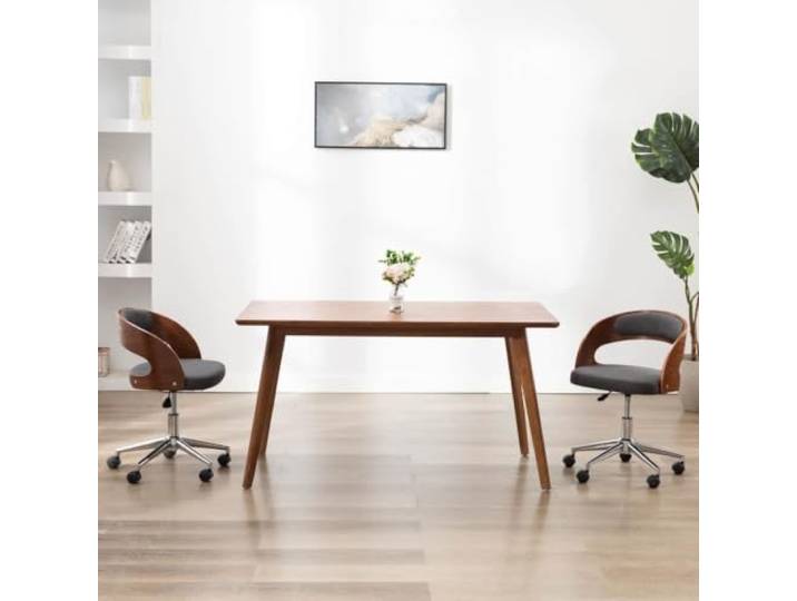 UYPTERF Esszimmerstuhl Drehbar Grau Bugholz und Stoff Kunststoffrollen,ergonomische Rückenlehne,weiche Polsterung,110 kg Belastbarkeit,einfache Montage