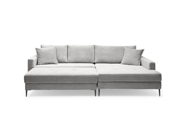 Trendstore Hilary Ecksofa in Cord mit Megahocker - Cord Zoom dove - rechts Modern