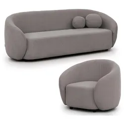 SITZGARNITUR 3+1 Roundi Grau Bouclé