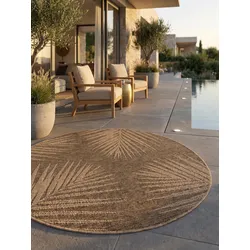 Outdoor-Teppich Palmblätter Braun 160x160 cm Wetterfest