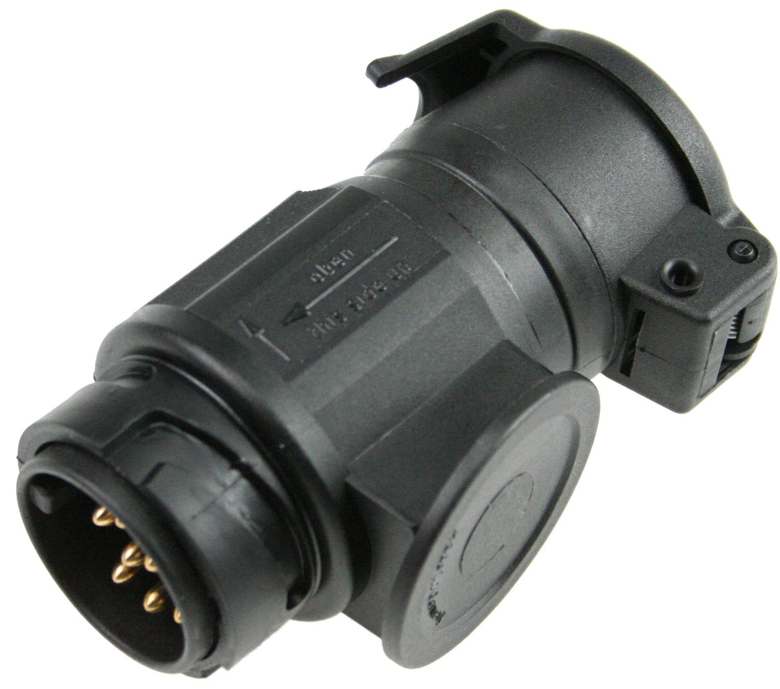 as Schwabe campingkabel korte adapter 13-polige stekker naar 7-polige stopcontact 12V IP44