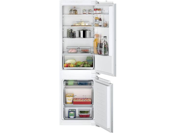 Siemens iQ100, built-in fridge-freezer with freezer at bottom, 177.2 x 54.1 cm, flat hinge, KI86VNFE0