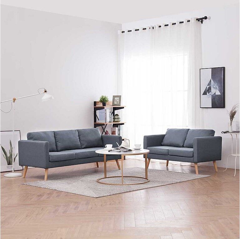 vidaxl Set de sofás de 2 y 3 plazas de tela gris oscuro