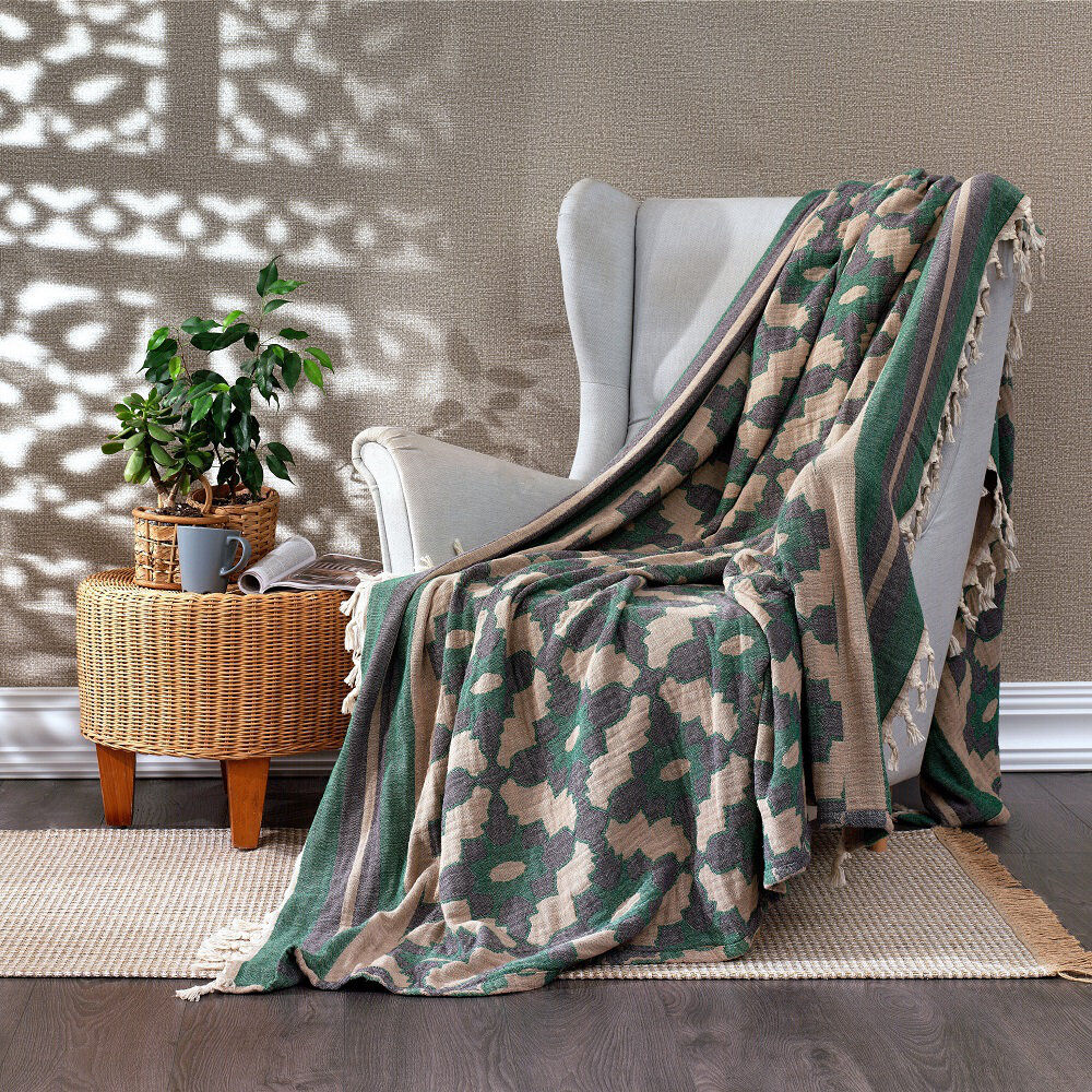 World Menagerie Marylou Throw Blanket Green W190 x L245cm