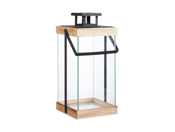 My Home Laterne Metall und Holz 16.5 × 16.5 × 36 cm