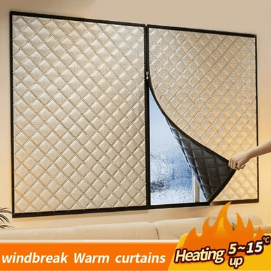 Inspire Essentials Custom Windproof Winter Curtains Zipper Sealed No Drill Insulated Window Cover height190cm width 170cm