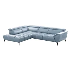 Ecksofa Alba Leder Blau Blue
