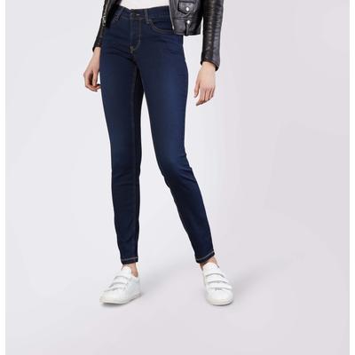 Skinny-fit-Jeans MAC "Dream Skinny", Damen, Gr. 42, Länge 34, blau (dunkelblau wash), Jeans, Obermaterial: 65% Baumwolle, 31% Polyester, 4% Elasthan, sehr figurbetont lang, Jeans, in hochelastische Qualität für den perfekten Sitz
