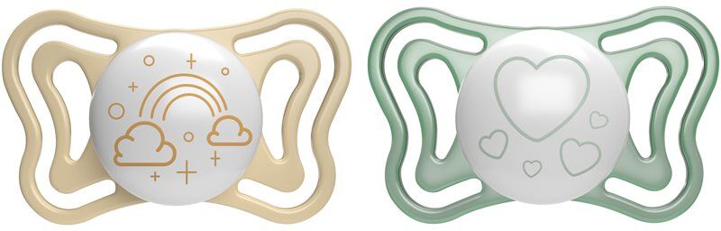 Chicco Physio Light Physio Forma Night tétine 2-6 m Gold/Green 2 pcs