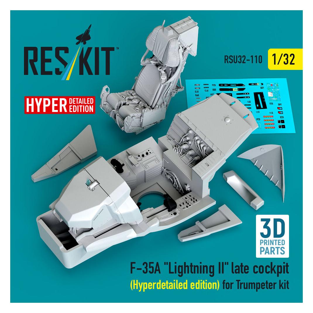 ResKit F-35A Lightning II late cockpit (Hyperdetailed edition) for Trumpeter kit (3D Printed) (RSU32-0110)