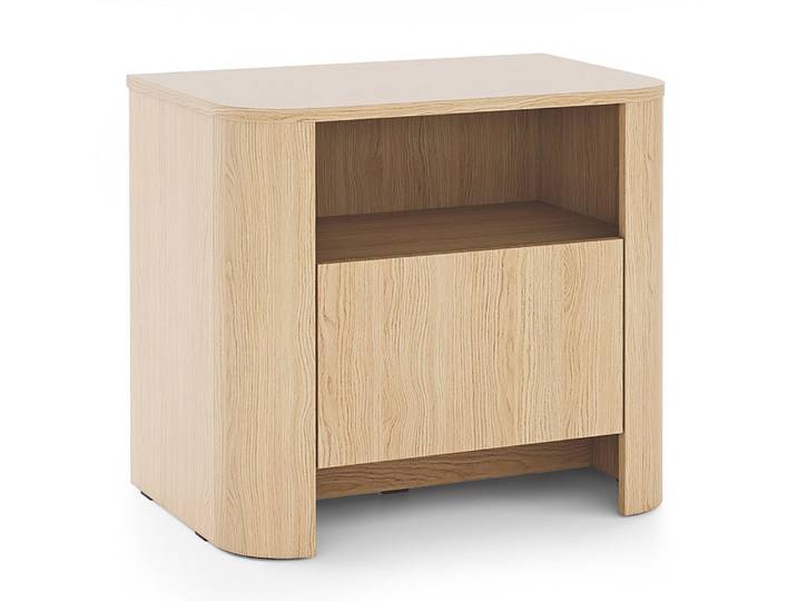 Lomadox Nachttisch BRUNNEN-160, Eiche Nb., grifflos, 1 Schubkasten, 58 cm breit