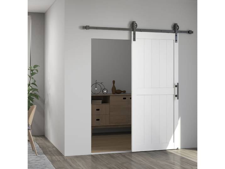 HOMCOM Porte Coulissante Industrielle 81x213cm Bois