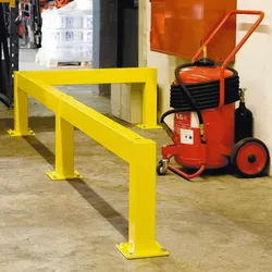 PROREGAL Standpfosten für Rammschutz-Geländer XL-Line | Ecke | HxBxT 50x20x20cm | Kunststoffbeschichteter Stahl | Gelb