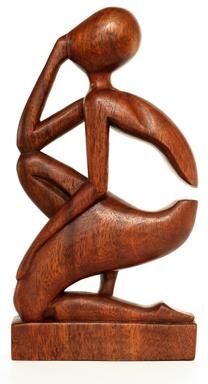 G6 Collection "12"" Abstract Sculpture Wooden Handmade Handcrafted ""The Thinker"" Home Decor Figurine Accent Hand Carved Thinking Man Statue"