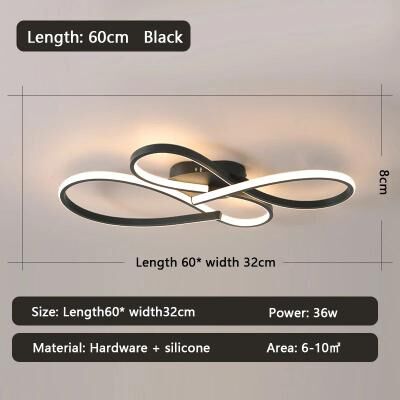 Uplift Treasures Modern Black LED Ceiling Chandelier Light Fixture l600xw320xh80mm dimmable Rc With App