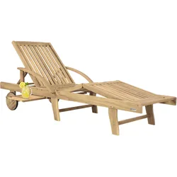 Gartenliege klappbar verstellbar Akazienholz Teak Optik Ausziehtisch Rollen