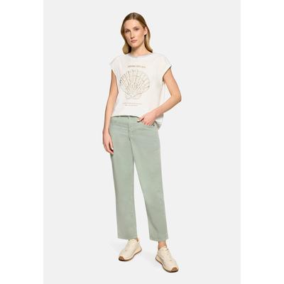 Kurzarmshirt CARTOON "Damen mit Placement", Damen, Gr. 36, weiß (patch cream, gold), Obermaterial: 100% Baumwolle, loose fit normal, Rundhals, Shirts