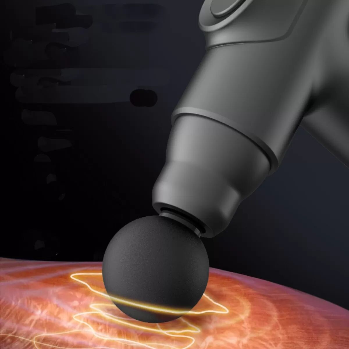 INF Pistolet de massage électrique 99 vitesses, 8 têtes, mini portable avec affichage LCD Gris