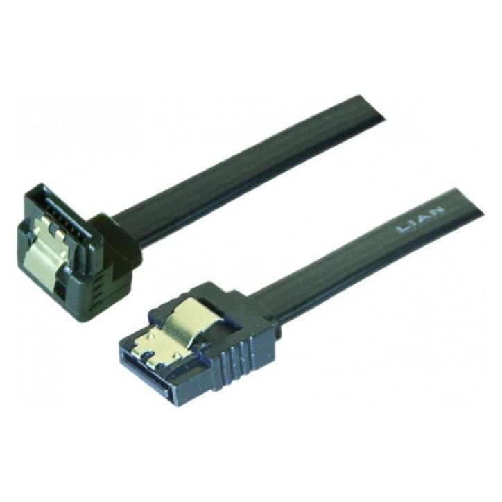 Exertis Connect SATA III Kabel, 6 Gbit/s, 7pol SATA St. / 7pol SATA St., abgewinkelt, mit Verriegelung, ca. 0,5 m zu (50 cm, SATA III) (314035)