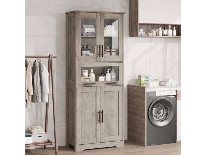 Tall Bathroom Cabinet 170cm White Household Slim Minimalist