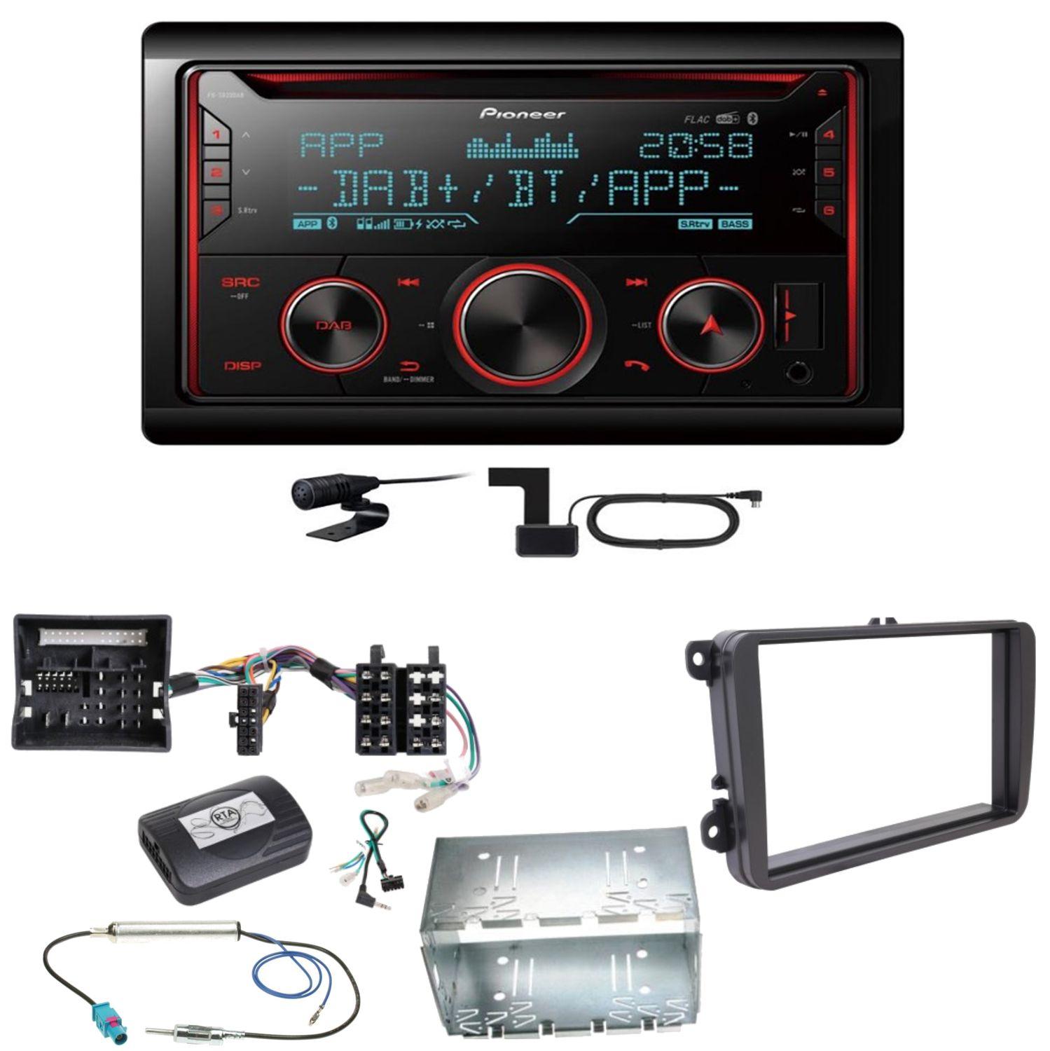 Pioneer FH-S820DAB DAB+ Bluetooth USB Einbauset für Tiguan Amarok Caddy Jetta