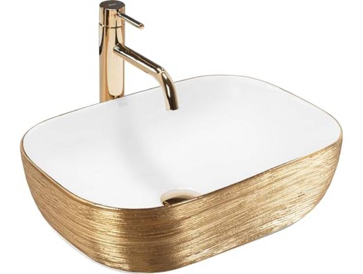 Rea U7422, Wastafel op aanrecht BELINDA BRUSH, Gold/White