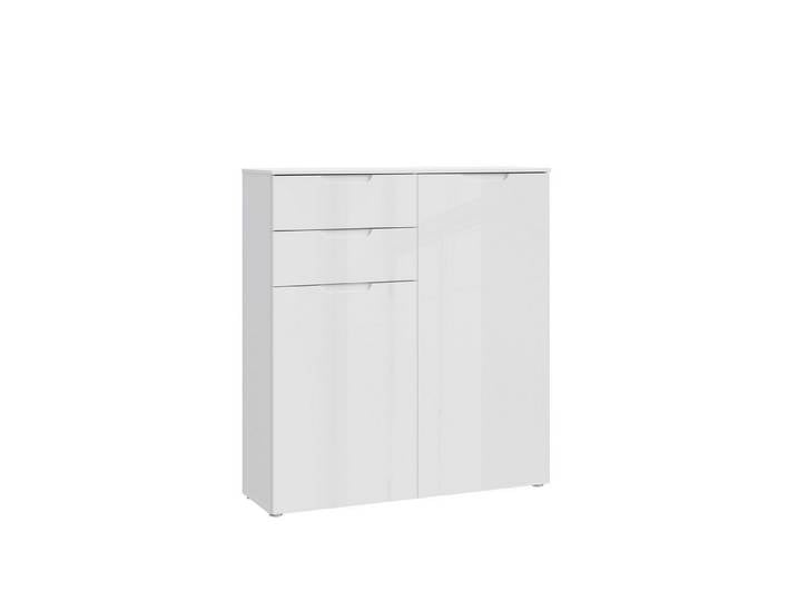 freiraum Kommode SIENNA, in weißglanz Dekorfolie - 110,1x120,1x34,4cm (BxHxT)