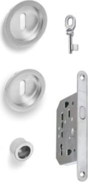 vi.tel. E0420 51 Serratura Per Porta Scorrevole Kit Con Nicchia / Serratura E Chiave Colore Cromo Satinato - E0420 51