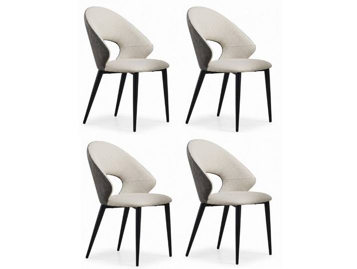 Xlmoebel Sitzgruppe Klassisch Esszimmerstühle 4er Set Beige Grau Ausschnitt Polsterstühle, (4-tlg., 4er-Set)