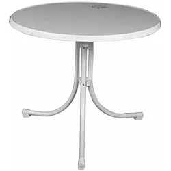MFG Boulevard-Tisch Ø 85 cm, Sevelit-Tischplatte, weiß Stahlrohrgestell