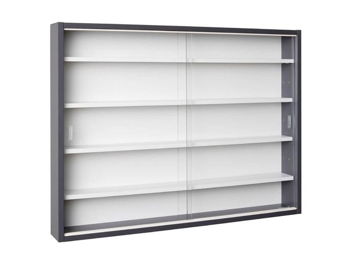 Vitrine murale 5 compartiments grise et blanche
