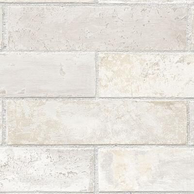 Norwall Swiss Brick Orland 32.7 Ft. x 20.5 In. Vinyl Off White Brick Texture Wallpaper Covering - 32.7 Ft. x 20.5 In.