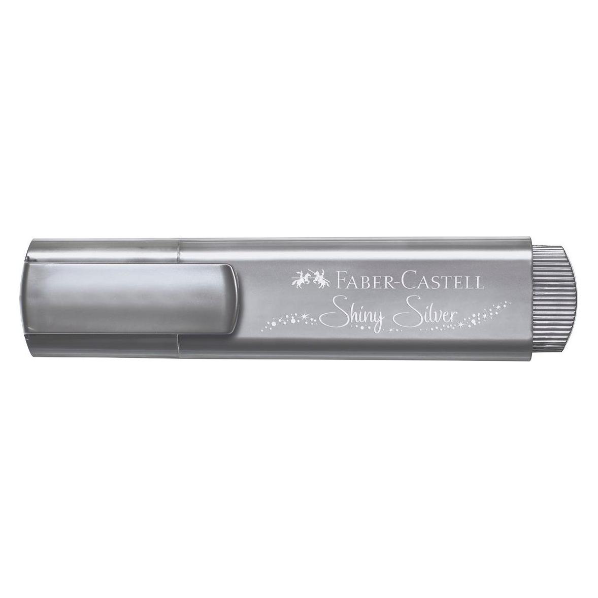 Faber-Castell Textmarker TL 46 Metallic, 3 Strichstärken: 1/2/5 mm, Tinte auf Wasserbasis, 4/10 S... (10x) (154661 SILBER)