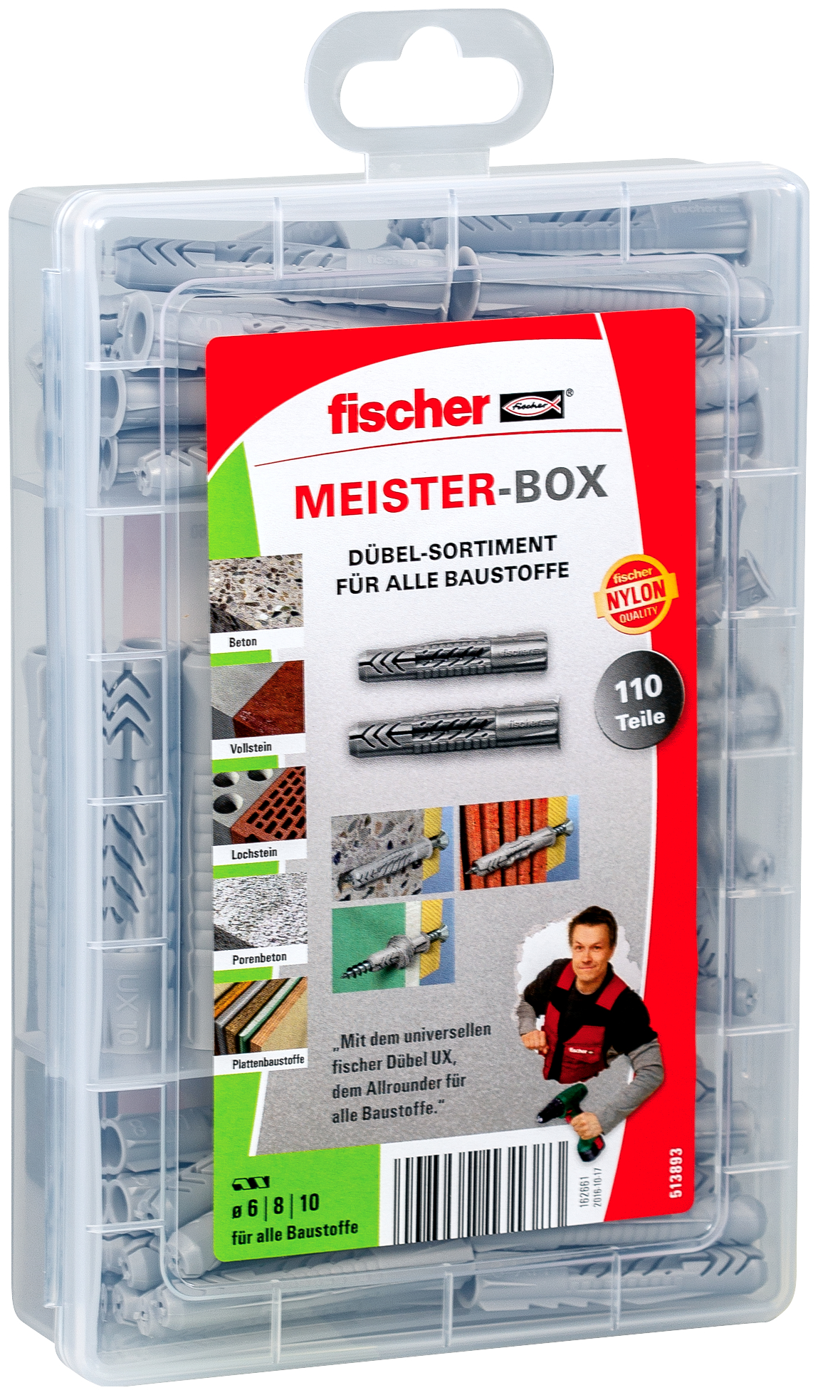 fischer Deutschland Vertriebs GmbH fischer Meister-Box Universaldübel UX / UX R ohne Schraube (110-tlg.) 513893